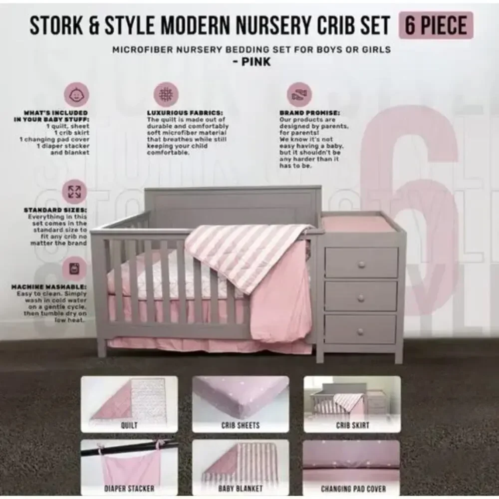 Stork & Style Crib Blanket Gray Nursery‎ Bedding Modern Luxury Soft NEW
